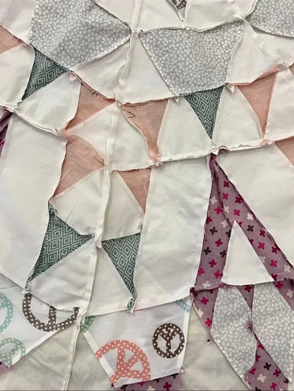 Handmade Fairy Alaska Patchwork Cotton Quilt Top/Topper Machine pieced 86x86”